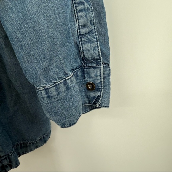 J Jill Womens Denim Chambray Tunic Pockets Size XL Jean Shirt Tunic Collared - Picture 9 of 13